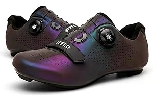 Hixingo Chaussures de Cyclisme pour Hommes, Femmes, Chaussures D'équitation sur Route et Montagne, Crampons Respirantes Semelle Dure Chaussures de Vélo