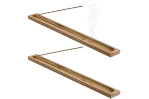 WUSJCOF 2 Stück Holz Räucherstäbchen Halter, Bambus Holz Räucherstäbchenhalter, Brenner Aschefänger, für Meditation Yoga, Indoor Outdoor