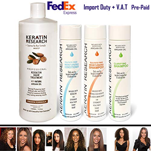 Global Complex Brazilian Keratin Hair Treatment 4 Bottles 1000ml Kit Free Shipping Includes Sulfate Free by Keratin Research