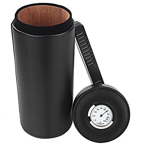Zigarrenetui, Zedernholz gefüttert tragbar Reise Leder Zigarre Humidor mit Befeuchter (schwarz) - 2