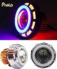 Pivalo High Intensity Projector Lamp Headlight with Stylish Dual Ring COB LED Angel Eye Rings for Cars, Bikes and SUVs (Red & Blue)