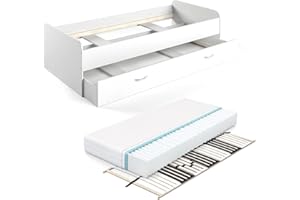 VitaliSpa letto per bambini Enzo, Bianco, 90x200 cm con materasso e rete a doghe