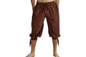 Runcati Krótkie spodnie męskie pluder ze sznurowaniem, spodnie letnie dla wikingów, średniowieczny kostium na czas wolny, na plażę