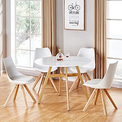 Designetsamaison Table à Manger Ronde scandinave en Bois 100cm - Umbria