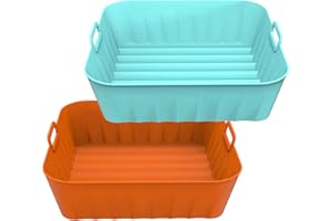 HDAKDDHG Panier Friteuse en Silicone,Accessoire Air Fryer (21cm), 2Pcs Pot en Silicone pour Friteuse à Air, Air Fryer Silicone Pot Panier, Micro-Ondes, Le Moule à Gâteau