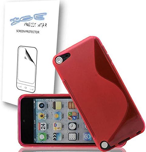 PINK S LINE STYLE GEL CASE FOR IPOD TOUCH 5 + ICE MOBILE WEAR SCREEN PROTECTOR 4 PACK