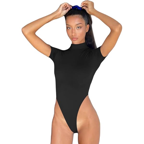 Produktbild von Hanaoops Body Damen Elegant Langarm Thong Bodysuit Tops Sexy Tiefer V-Ausschnitt Gerippter Strick Bodys Slim Fit Stretch Langarmbody Mode Casual Leotard Oberteil Für Frauen
