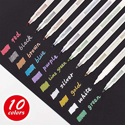 TOPERSUN 10PCS Marcatori Evidenziatori metallici a mezzo punto Marcatori colorati per creare album di carte Album di foto in carta di pietra