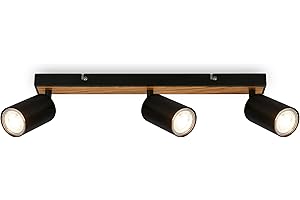 BRILONER - Plafonnier orientable, douille GU10, max. 9 W, plafonnier, lampe, lampe de salon, lampe de chambre à coucher, lampe de cuisine, spot de plafond, éclairage de plafond, 44 cm, noir-bois