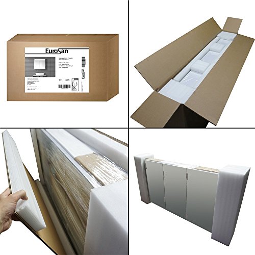 Eurosan 2-türiger Spiegelschrank, Superflache, Integrierte LED-Frontbeleuchtung, Breite 80 cm, Weiß, Paris, P80 - 5