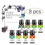 Productos incluidos: eucalipto, árbol de té, menta, hierba de limón, naranja, limón, agujas de pino, ciprés. Diviértete más con este kit de aceite esencial. Fácil de mezclar y combinar para el uso de diluizion.