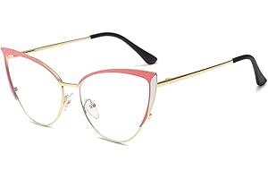 LJCZKA Occhiali Luce Blu Donna Occhi di Gatto, Montatura Occhiali da Vista Donna Metallo Anti Affaticamento per Computer Gioco Lettura