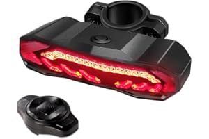 Mengshen Fanale Posteriore Bici Ricaricabile, Telecomando Antifurto Avvisatore Acustico Per Bicicletta Con Indicatori Di Direzione Fanale Posteriore Freno Auto On/Off Impermeabile