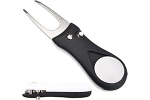 COYUN Herramienta Multifunción para Reparar Golf, Arreglapiques de Golf Divot,Cuchara de Acero Inoxidable con Botón Pop-up y Marcador de Pelota, de Faldilla para Reparar Accesorio de Golf Portátil