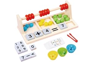 Dr. MUYA® Montessori Spielzeug 3 4 5 6 Jahre, Zählrahmen, Kinderspiele ab 3 Jahre, Holzspielzeug, Motorikspielzeug, Feinmotorik, Lernspiele Mathematik, Geschenk 3-6 Jahre Kinder Junge Mädchen