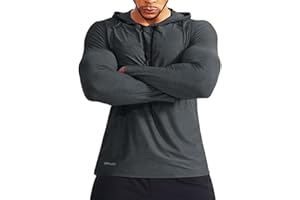 Muscle Alive Uomo Palestra Slim Manica Lunga Bodybuilding Felpe con Cappuccio Cotone e Spandex