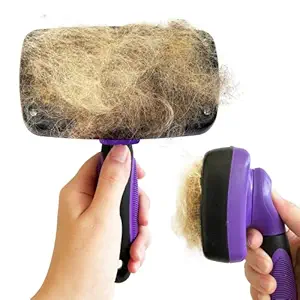 SOLID Slicker Deshedding Brush for Dog and Cats- Large Self Cleaning Grooming Brush with Soft Wire Bristles for Undercoat Removal, Dematting and Detangling Fur. Best for Long and Short Haired Pets.