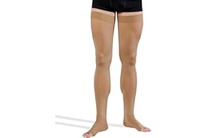 TONUS ELAST 23-32 mmHg Bas de Compression à Bout Ouvert, Classe 2 Médicale, Bas de Contention Unisexe sans Embout (L, 158-170 cm, Beige)