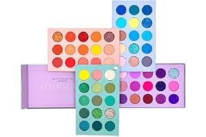 BEAUTY SEARCHER Palette di ombretti a 60 colori, tavolo 4 in 1 con glitter ad alta pigmentazione, rotazione dell'ombretto opaco, tavolozza per il trucco nudo perlescente, occhi cosmetici