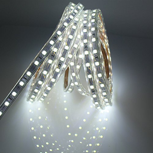 10M LED Stripes mit Schalter, 5050 Led Lichtstreifen, 220V IP65 Wasserdicht, Weiß