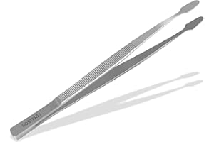 INSTRUMENTENRW Briefmarken Pinzette Gerade Abgerundete Schaufeln Briefmarkenpinzette Philatelie-Pinzette Edelstahl Universal Pinzette 10,5 cm Sammler Werkzeug Modellbau Hobby Feinmechanik