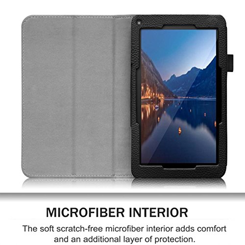 Fintie Odys Mira / LENOTAB Win / Trimeo Win Hülle Case- Slim Fit Folio Kunstleder Schutzhülle Cover Tasche mit Ständerfunktion für Odys Mira 17,8 cm (7 Zoll) X610102 / LENOTAB Win / Trimeo Win 17,8 cm (7 Zoll) Tablet-PC, Schwarz - 2