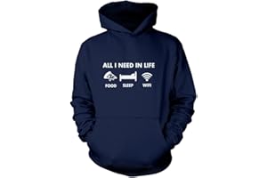 HOTSCAMP Funny Hoodie for Teen All I Need In Life Food Sleep WIFI Unisex Adults and Kids Hoodie Adulting Teenager WFH Computer Internet Hoody