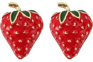 GALPADA 2 sztuki kolczyków z cyrkoniami w kształcie truskawki, kolczyki na sztyfcie, słodka truskawka, cyrkonia, czerwone cyrkonie, kolczyki sztyfty, srebro próby 925, ?redni, Róg, Bez kamieni