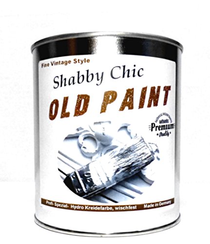 1Kg. Kreidefarbe ABWISCHFEST Shabby Chic Farbe: "Old Paint" weiß und Farbig Lack Chalky Paint (Weiß)