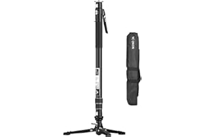 EACHSHOT YC Onion Pineta Pro Monopode en Fibre de Carbone avec Base à pédale, Support de Style Arri 1/4" et vis 1/4" 3/8" en Une pour caméras DSRL Gimbal, Charge utile sûre 10 kg (Gimbal : 5 kg)