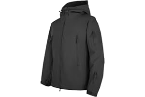 MXETWJEL Mens Softshell Waterproof Jacket Full Zip Tactical Jackets Outdoor Hooded Windbreak Coat Elasticated Plain Military Work Hoody Tops Autumn Warm Hiking Outerwear for Fishing Hunting Climbing