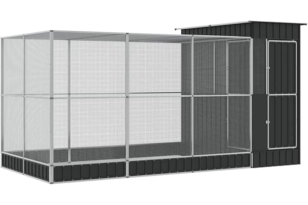 vidaXL Volière avec Extension Argent 416x203x216 cm Acier