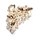 SODIAL(R) Hair Clamp Claw Clip Metal Crystal Glass Coffee Women Hot 35x65mm