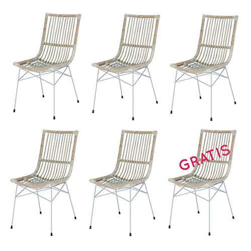 Preisvergleich Produktbild 6er-Set Rattanstuhl Remi