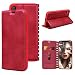 Produktbild VemMore iPhone X Hülle iPhone 10 Hülle Handyhülle Schutzhülle Leder PU Wallet Flip Book Case Bumper Lederhülle Ledercase Klapphülle Ultra Slim Dünn mit Kartenfach Standfunktion Klappbar Magnetisch Silikon Tasche Cover - Rot