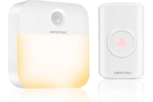 Timbre Inalámbrico con Luz Nocturna, AIPOTEC Timbre Inalámbrico Funciona con Batería, Alcance de 300M Timbre de Luz Nocturna Portátil Exterior Impermeable, 38 Melodías y 4 Niveles de Volumen