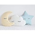 The Purple Tree Cute Cloud Moon Star Cot Cushion (Pack of 3 , 16x16 inch , Velvet) kids cushion , soft toy , soft plush pillow , cot cushion , nursery décor , Baby Cushion