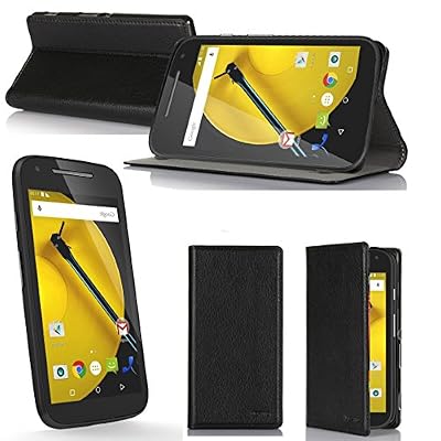 XEPTIO Etui luxe Motorola Moto E 4G 2ème Génération noir Ultra Slim Cuir Style avec stand - Housse coque de protection Motorola Moto E 2nd gen Wifi/3G/4G/LTE (nouveau smartphone 2015) 8/16/32/64 noire - Prix découverte accessoires pochette XEPTIO : Ex…