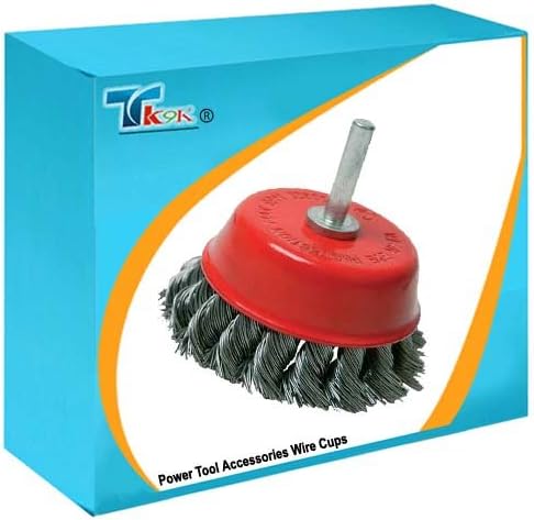 TK9K® - Power Tool Accessories Wire Cups Twist-Knot Cup Brush 75mm For rust, paint, contaminant removal. Also for descaling, deburring and preparation of welding seams. 6mm shank for use with power drills.