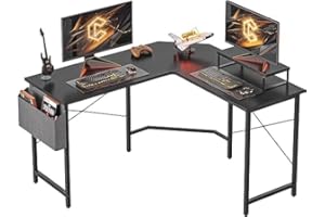 CubiCubi Bureau d'angle Gaming en Forme L - 120 * 120 cm Ordinateur Gamer Informatique avec Tiroir Support d'écran, Crochet Casque, Table pour Jouer, Travail, Domicile Noir