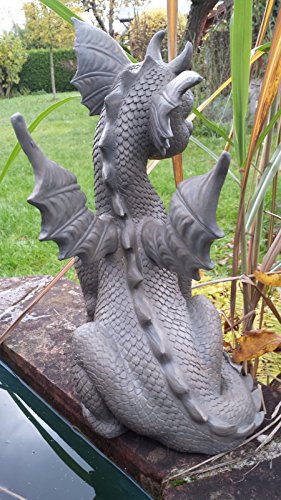 Drachen Gartenfigur Drachenkind sitzend groß - 3