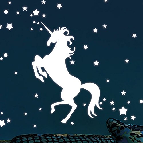 Wandtattoo Loft Leuchtaufkleber „Einhorn mit 140 Leuchtsternen 80 Leuchtpunkte“ – Leuchtsticker Leuchtsterne leuchten im Dunklen für einen tollen Sternenhimmel in Kinderzimmer oder Schlafzimmer - 3