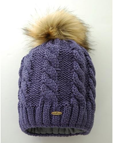 Starling Brad Beanie Faux Fur Fleece Lined Bobble Hat Purple