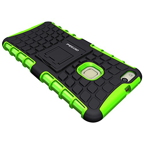 Huawei P10 lite Hülle,Pegoo Huawei P10 lite Schutzhülle Dual Layer Hybrid Harte Rüstung Handyhülle Drop Resistance Handys Schutz Hülle mit Anti-Kratz Stoßfest Schutzhülle mit Ständer Case Hülle Cover fall Schale für Huawei P10 lite (Grün) - 6