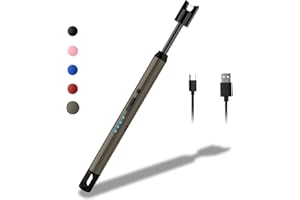 Rouclo Encendedor Eléctrico de Arco Con Indicador de Batería - USB Recargable para Cocina de Gas, Velas, Chimenea, Barbacoa (Gris)