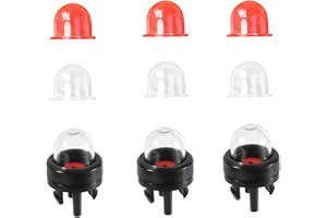 lasuroa 9pcs Pompes d'Amorçage Carburateur Clipser 188-512-1 et Poire d'Amorçage, Petits Moteurs Poulan Echo Ryobi Homelite Bolens pour Husqvarna Craftsman Walbro Tronçonneuses(Transparentes+Rouges)