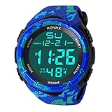 YEARNLY Herren Digitale Armbanduhr, Outdoor Laufen 5 Bar Wasserdichte militärische Uhren, Cool Sport große Anzeige LED Sportuhr mit Wecker für Herren