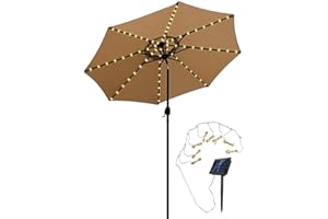 BSTCAR Solar Sonnenschirm Licht mit 104 LEDs 8 Modi, IP67 Wasserdicht Warmweiß Dekorative Beleuchtung Fernbedienung Batteriebetrieben Sonnenschirm Lichter Terrasse Garten Außen