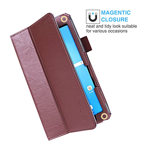 SAVFY Samsung Galaxy Tab A 7.0 Hülle 2016 Business Serie Auto Sleep Wake up Funktion Case Smart Cover mit Handschlaufe, Kartensteckplätze, braun - 6