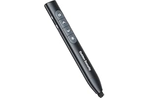 GOLDEN SECURITY Wskaźnik do prezentacji, 2,4 GHz, czerwony bezprzewodowy prezent, obsługuje hiperłącze/regulator głośności, pilot zdalnego sterowania, prezentacja dla Windows i Mac/PowerPoint/Keynote/Google Slides/PDF